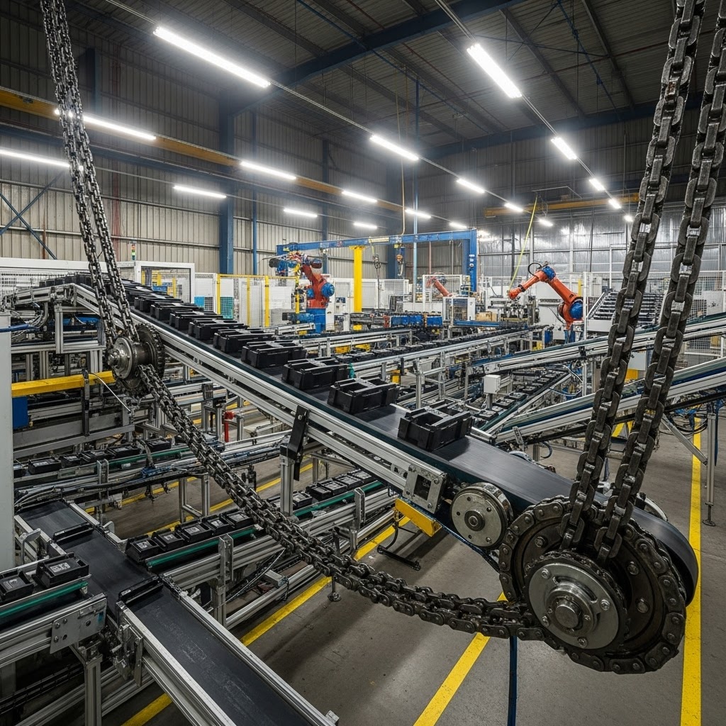 רשתות מסוע ושרשראות בתעשייה